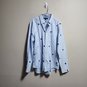 Tommy Hilfiger button-down stripes long sleeves shirt with logo print size large